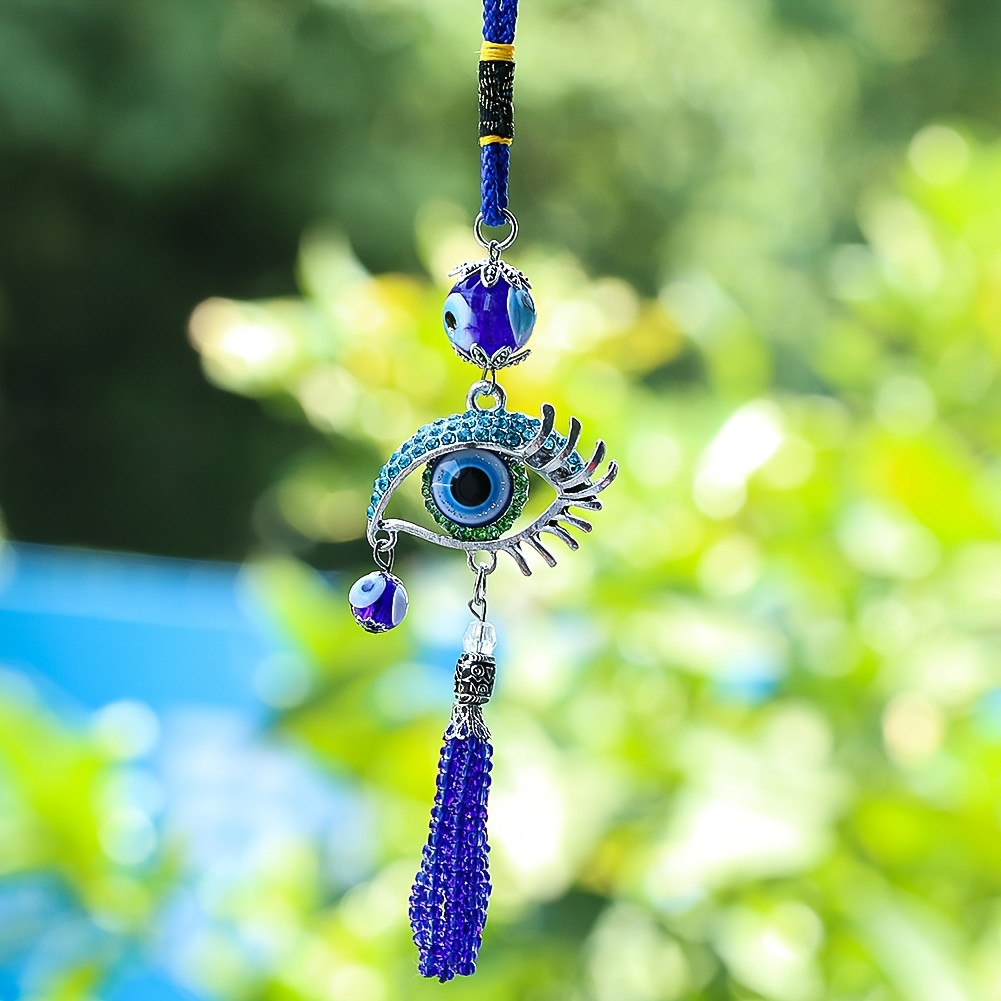 Car Accessories Evil Eye - 1 Adet Mavi Büyülü Göz Püsküllü